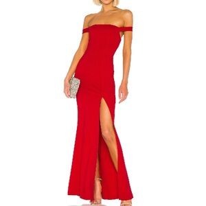 Revolve Lover & Friends Red Off Shoulder Gown